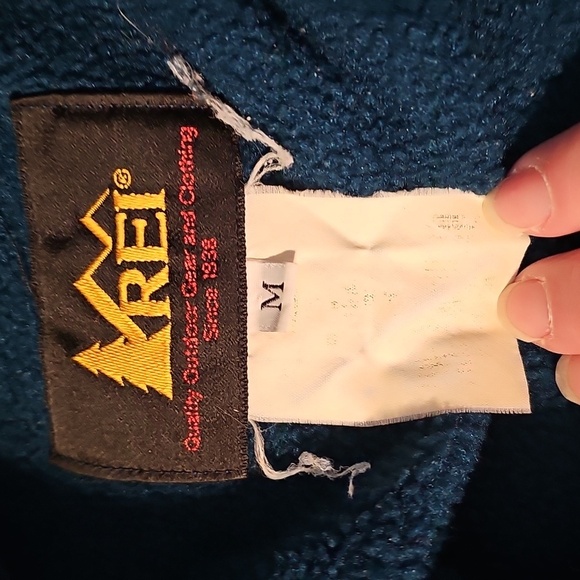 REI Blue/Teal Vintage Performance Fleece Jacket with Stand-Up Collar - Picture 3 of 4